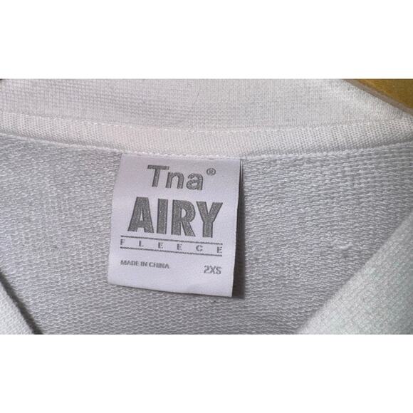 Aritzia Tna Airy Cropped Fleece Sweatshirt White Women's 2XS Oversized Old Money - Picture 6 of 8